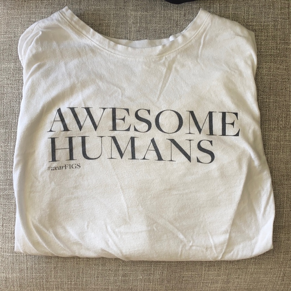 FIGS long sleeve white awesome humans shirt